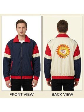 Vintage MWR Warrior Entertainment Zip Up Windbreaker Jacket Military Size L Blue